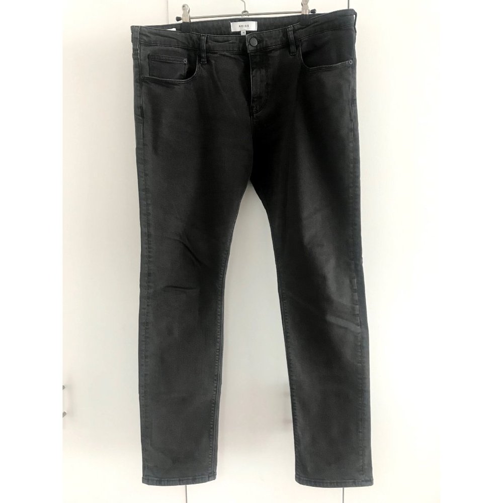 Reiss Men's 36 x 34 Razor Slim Fit Jeans Charcoal